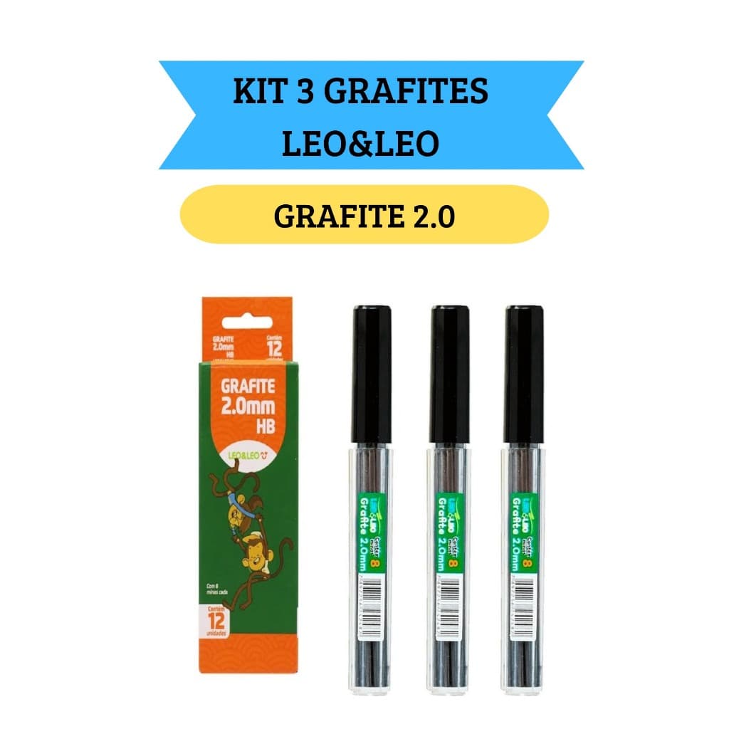 Kit 3 Grafites para Lapiseira Mina De Grafite 2.0mm Leo&Leo