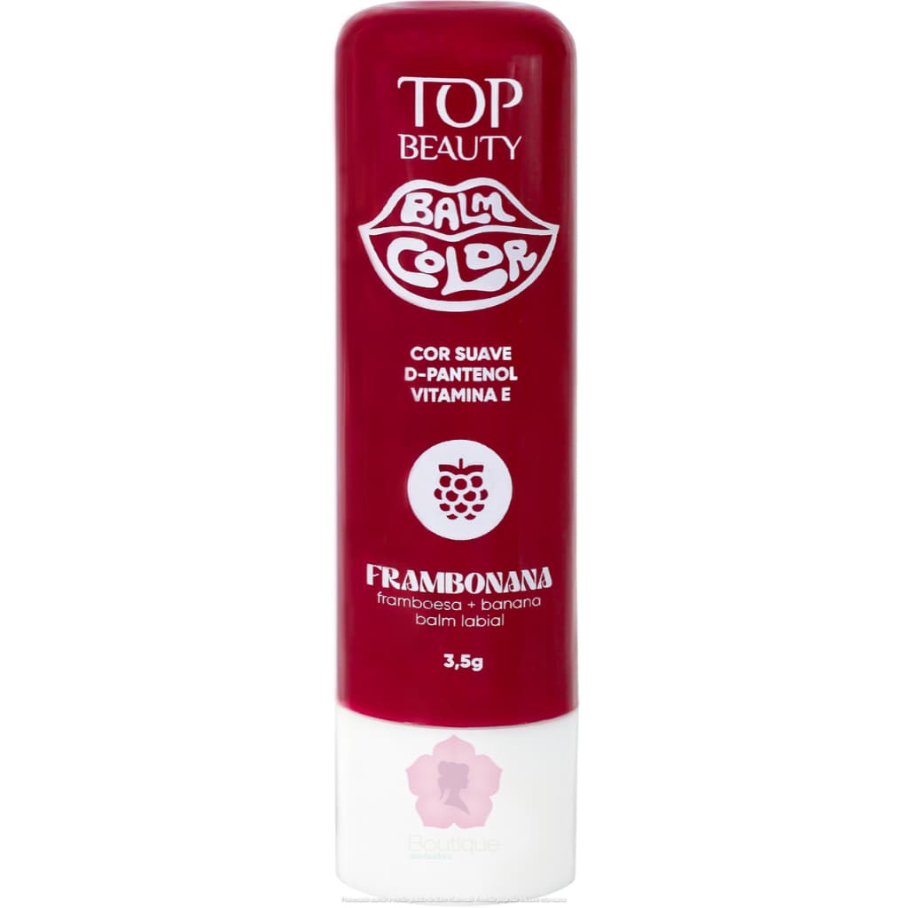 Lip Balm Color Frambonana com D-Pantenol + Vitamina E Multifuncional Top Beauty