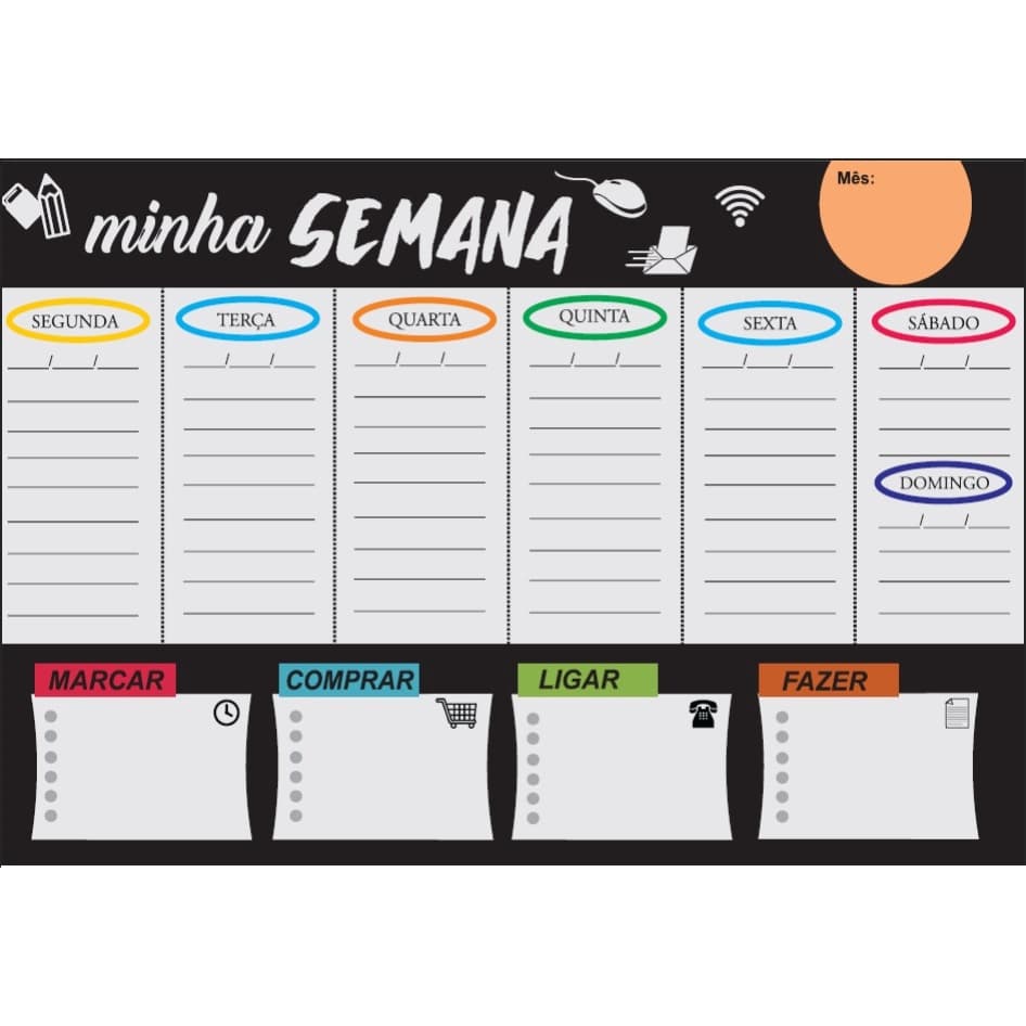 Quadro Magnético Planner Planejamento Semanal Lousa