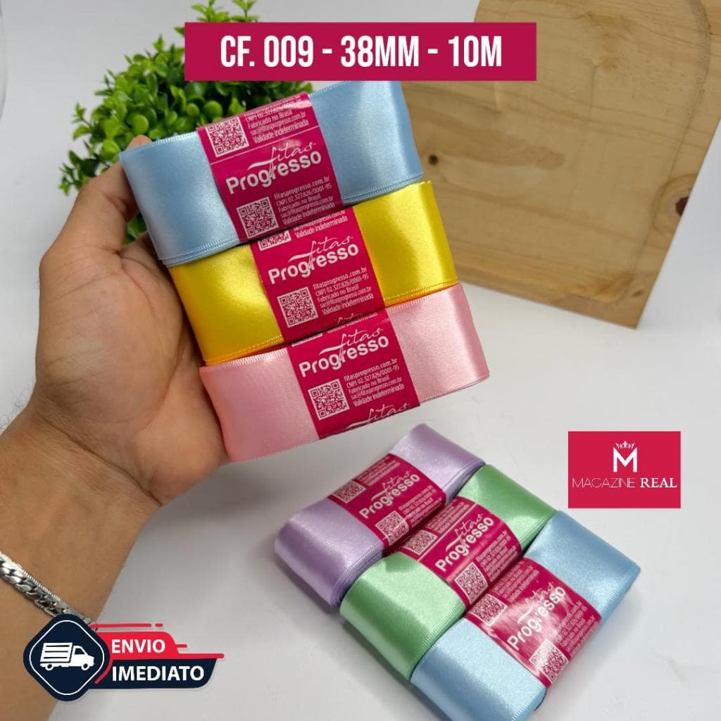 Fita de Cetim Progresso N°9 38mm - 10mts