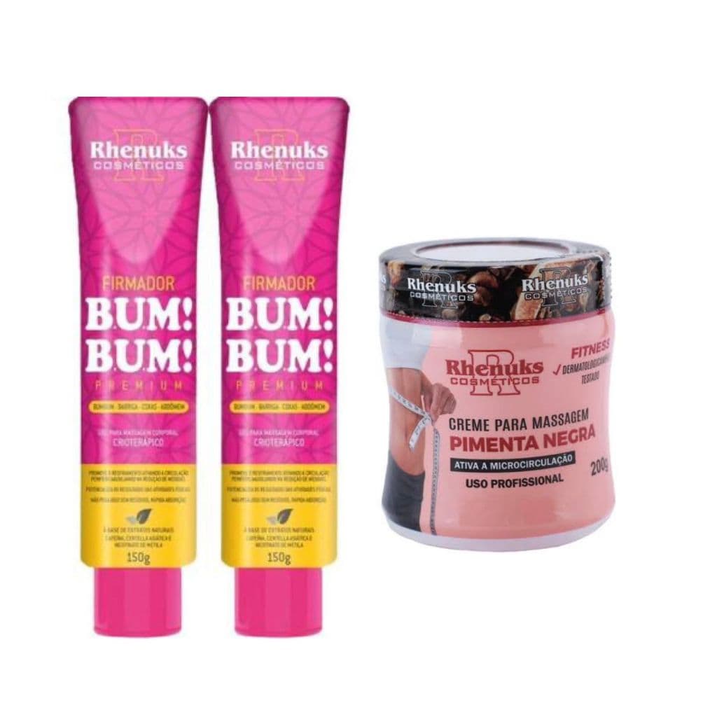 Kit Gel Redutor De Medidas Pimenta Negra 200g + 2und Gel Firmador De Bumbum 150g