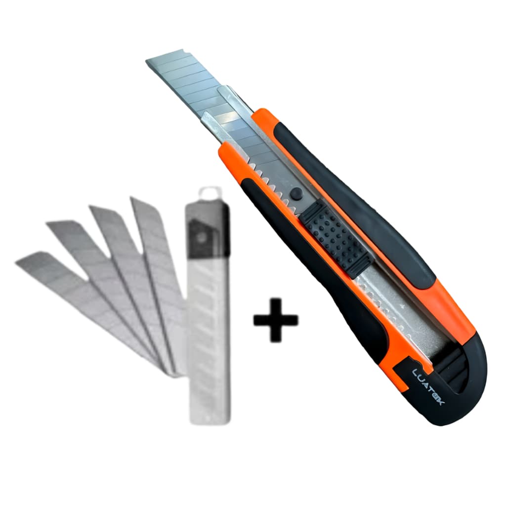 Estilete Profissional  Emborrachado 4 Lâminas  Com Trava 18mm Multifuncional Estilete Grande