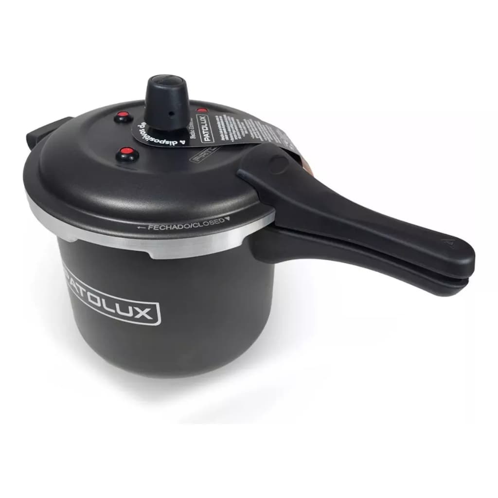 Panela de pressão 5,0 litros grande antiaderente fechamento externo 4 válvulas teflon patolux ÓTIMA