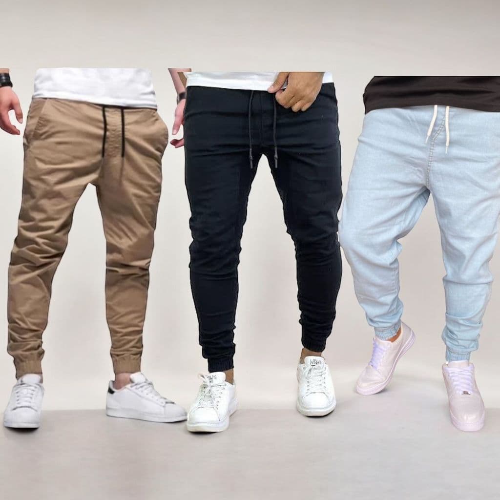 Kit com 3 Calças Masculinas Jogger Slim