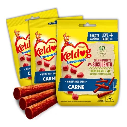 Kit 3 Bifinho Keldog Criadores Sabor Carne Para Cães 500g