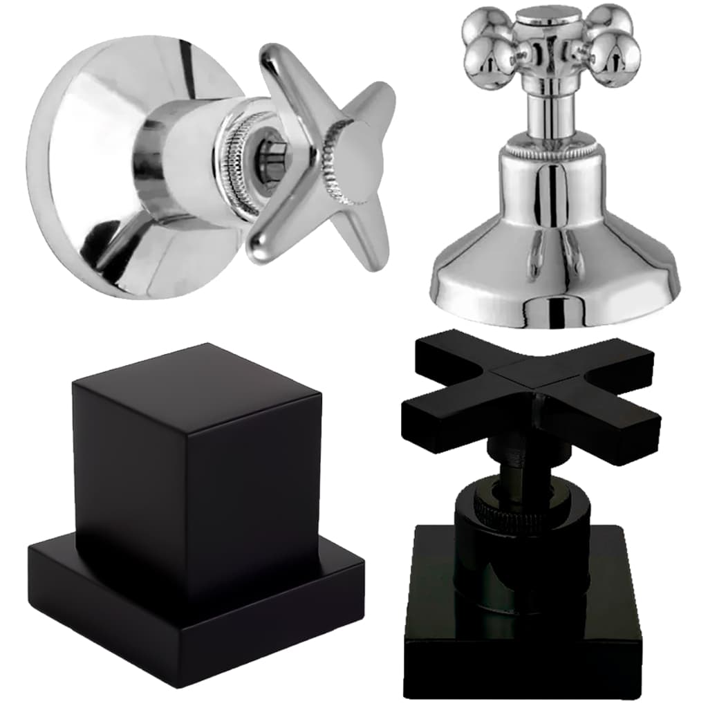 Volante De Chuveiro Acabamento Banheiro Quadrado Preto Cromado Para Registro Em Geral Antichoque PVC