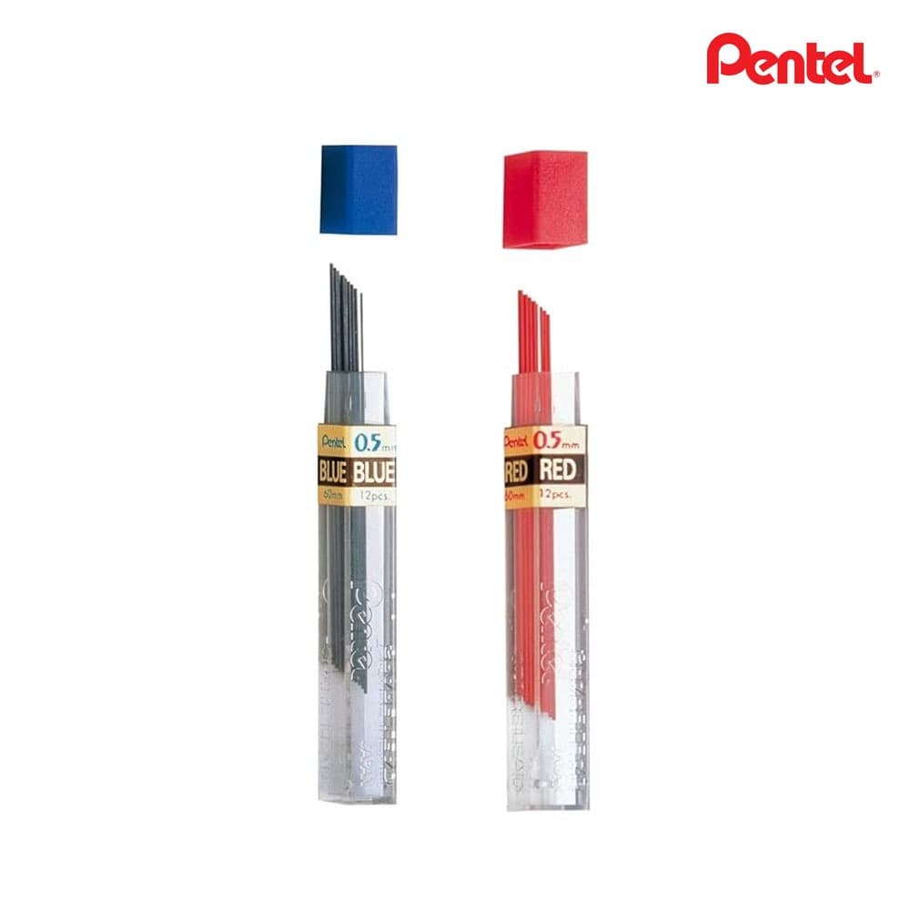 Grafite Vermelho e Azul Minas Lead Pentel 0.5mm - 1 Tubo com 12 Unidades de Grafite