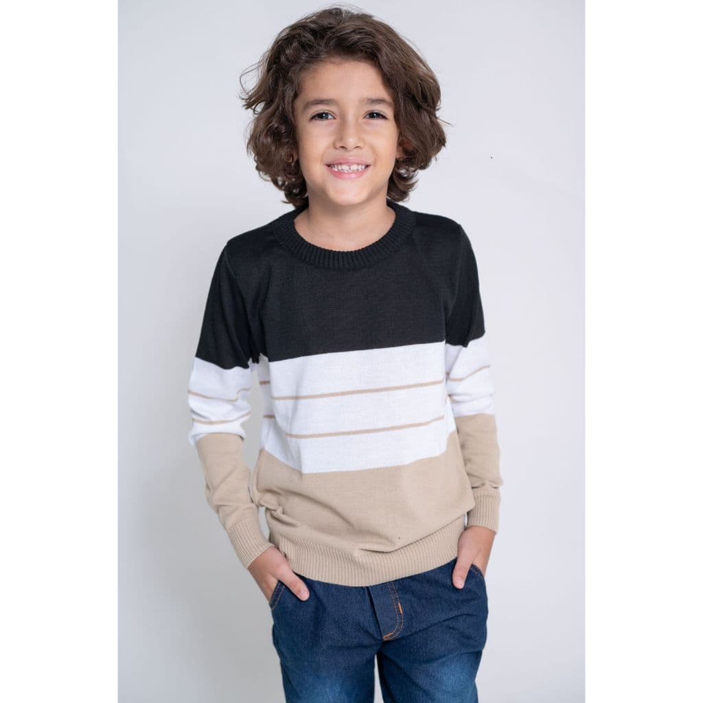 Blusa Suéter Infantil de Tricot Fino Menino Juvenil