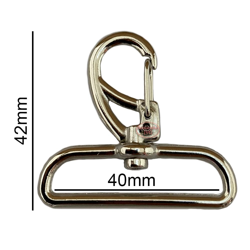 100un Mosquetão 40mm Niquelado Fecho Gancho Bolsas Mochilas
