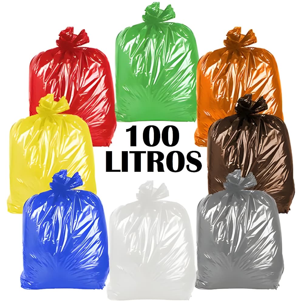 Saco de lixo 100 litros colorido 100 unidades coleta seletiva todas as cores