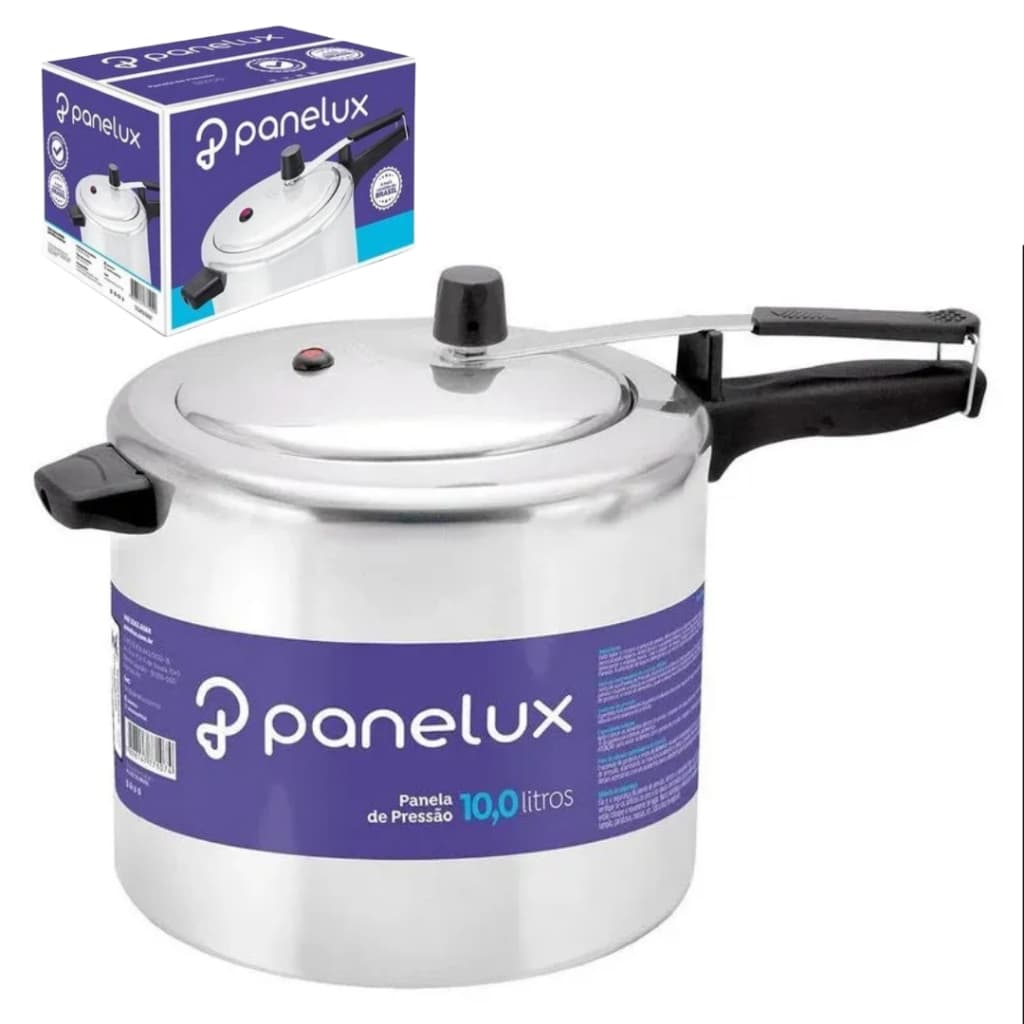 Panela de Pressão Polida 10 Litros Alumínio Polido 10L Classic Panelux 1074