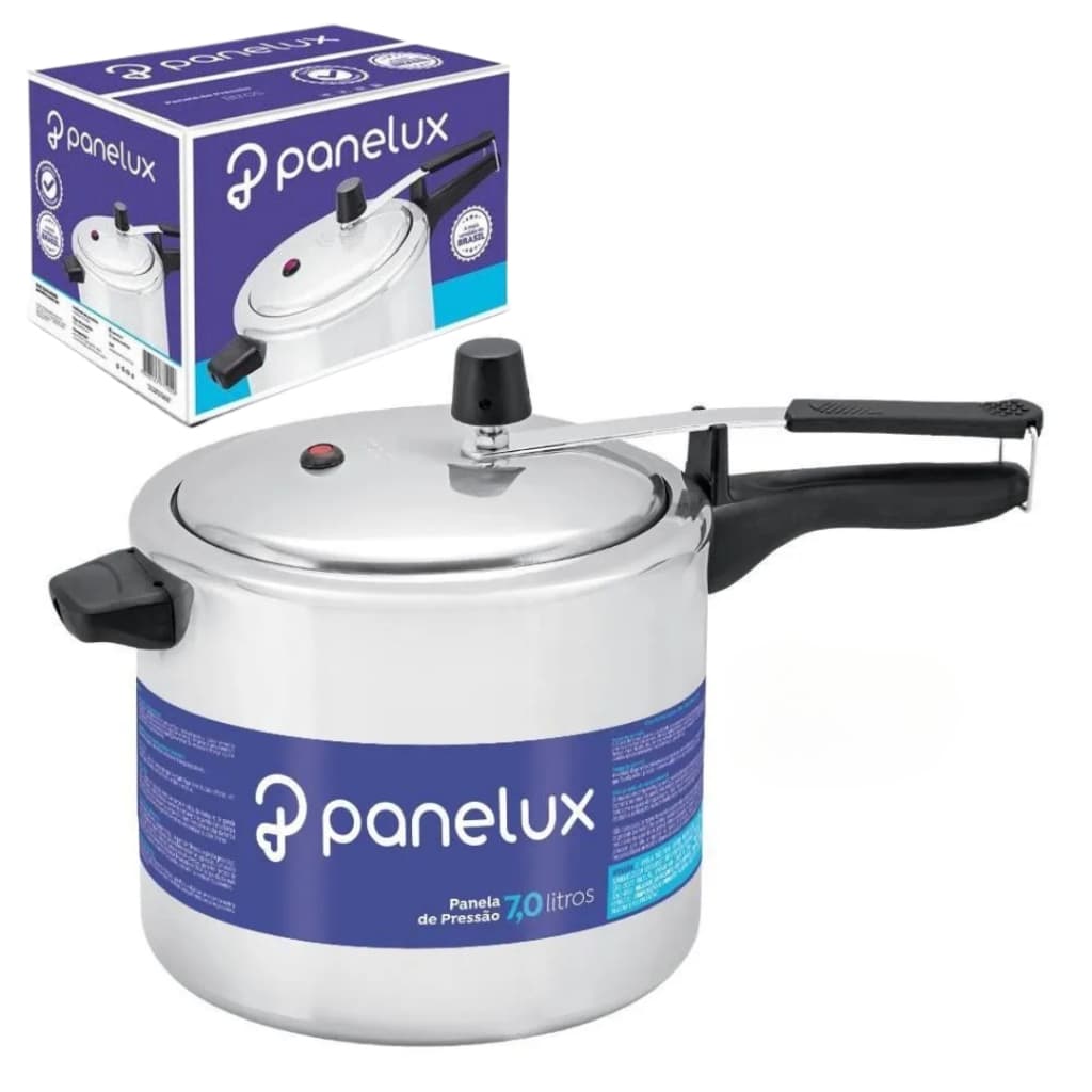 Panela de Pressão Polida 7 Litros de Alumínio Polido 7L Classic Panelux 1036
