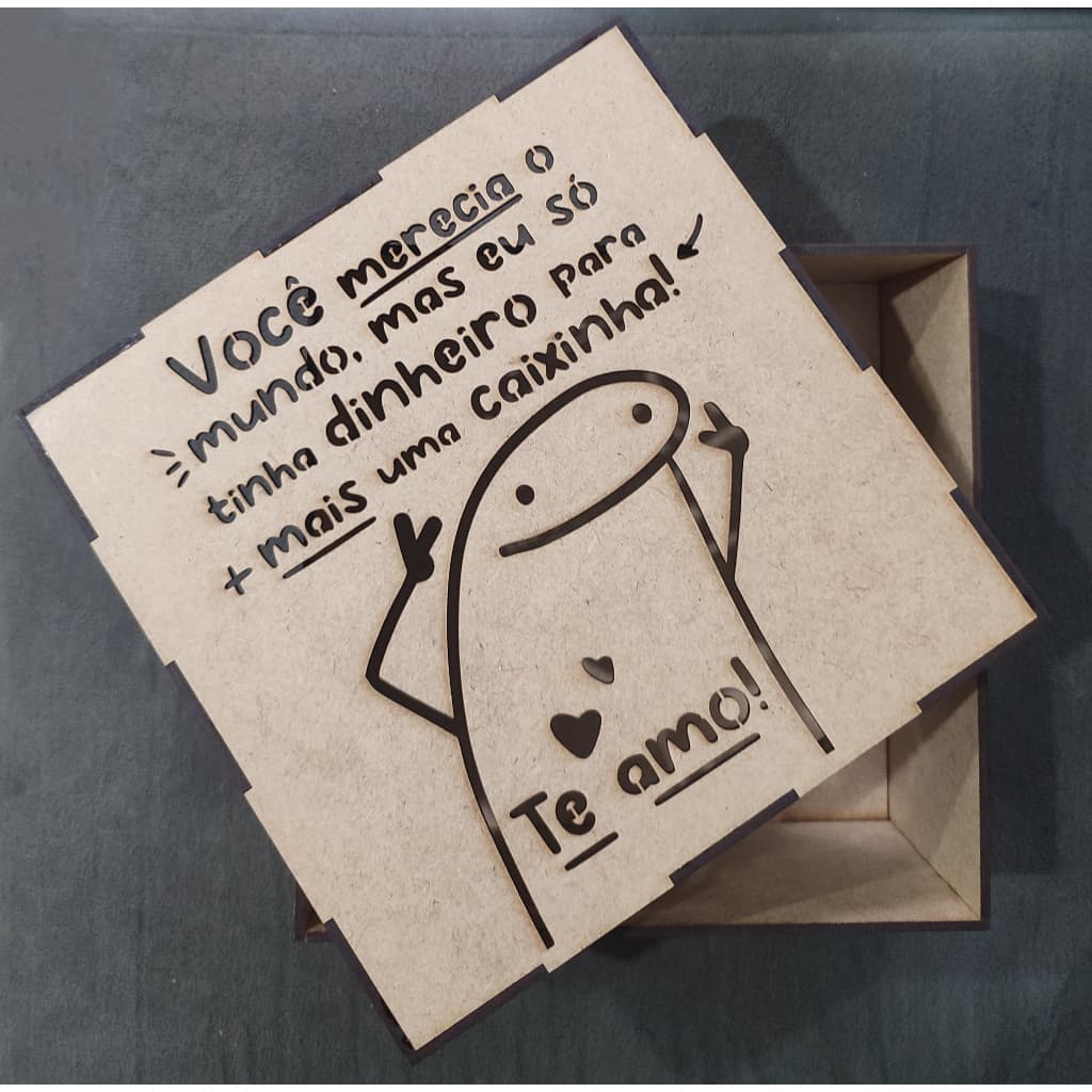 Caixa de Presente Flork Namorados Dia das Mães Páscoa Pais 8x20x20cm em MDF 3mm