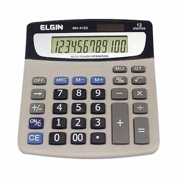 Calculadora De Mesa Escritório 12 Dígitos Solar MV 4123 Cinza Elgin