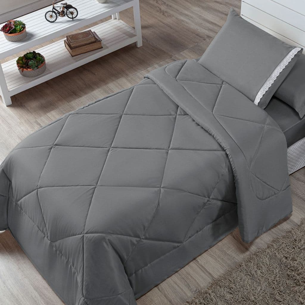 Kit Edredom Solteiro Infantil Aconchego com Lençol 04 Peças