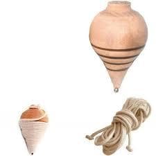 Pião de Madeira com Fieira Kit com 2 Unidades brinquedo, jogo, Piões