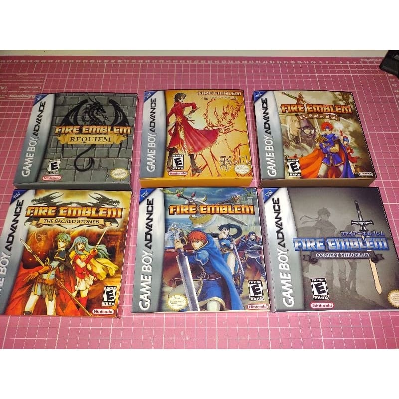 coleção 6 caixas repro gba fire emblem com berço