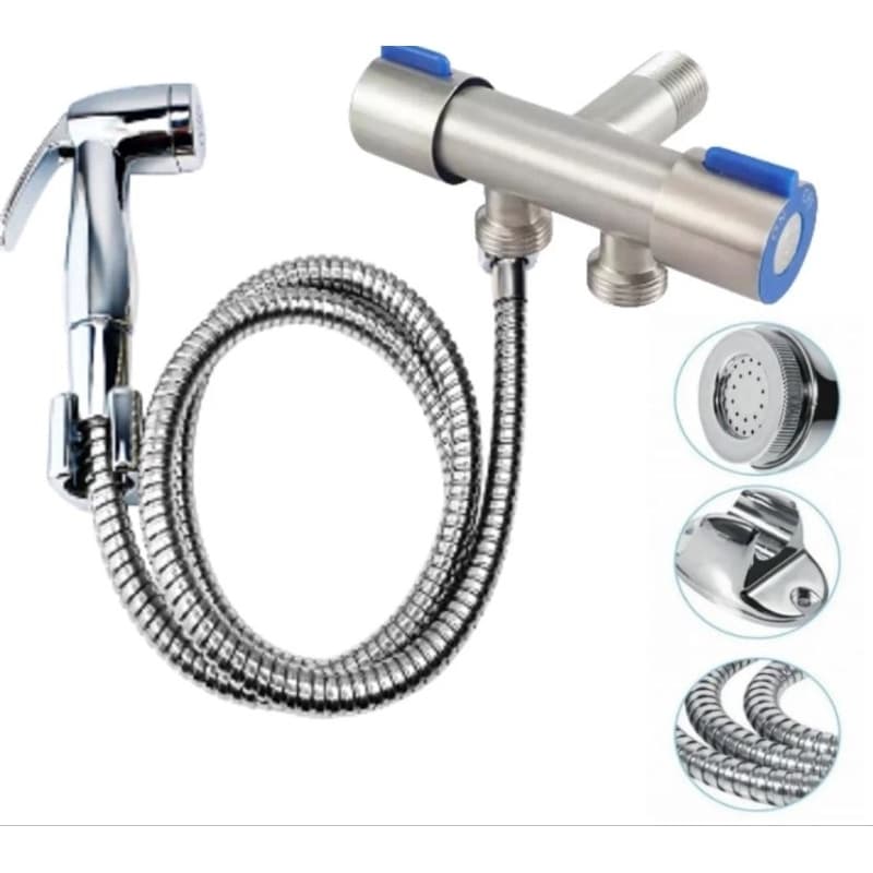 Ducha Higiênica Com Registro Com Dupla Saída De Água Inox Bidê Chuveirinho