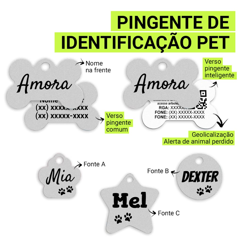 Placa De Identificação Pet Cachorro Gato Gravada Nome Telefone