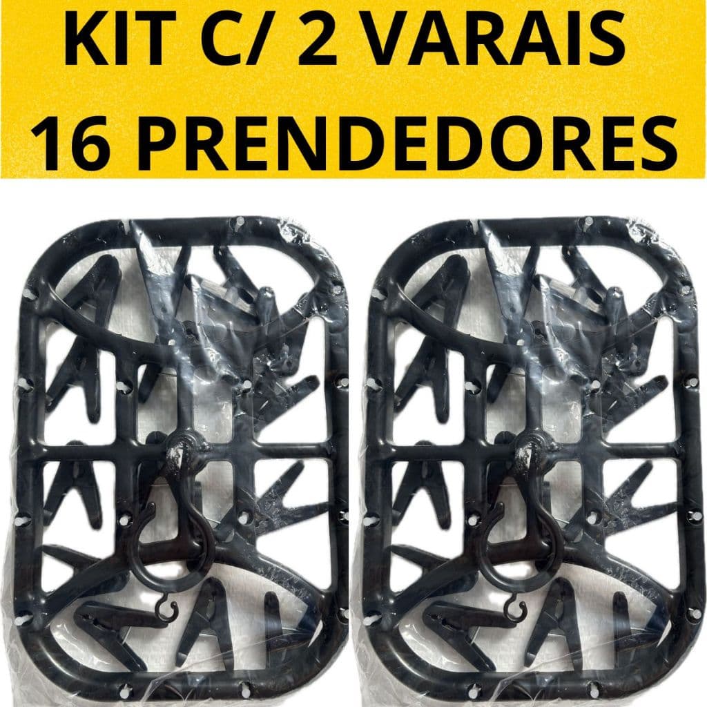 Kit 2 Varais PRETO Calcinha Cueca Meias Com 16 prendedores Cores Sortidas