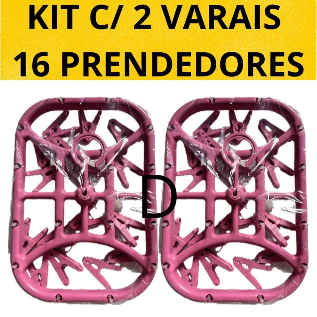Kit 2 Varais ROSA Calcinha Cueca Meias Com 16 prendedores Cores Sortidas