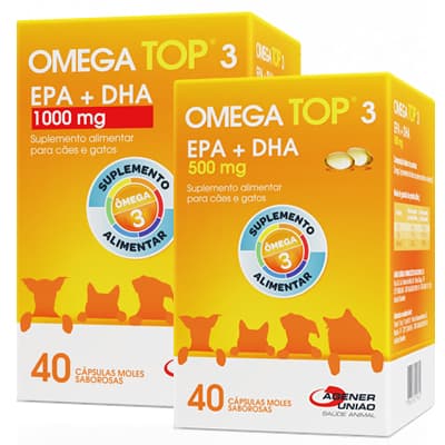 Ômega Top 3 Suplemento para Cães e Gatos 500/1000 mg - 40 Cápsulas
