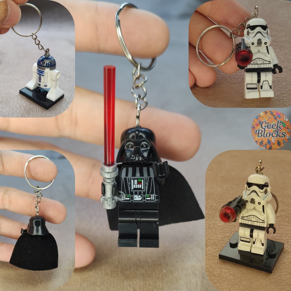 Minifiguras e Chaveiros  Star Wars - boneco Darth Vader R2-D2 Jedi Sith Geek Bonecos Nerd montar