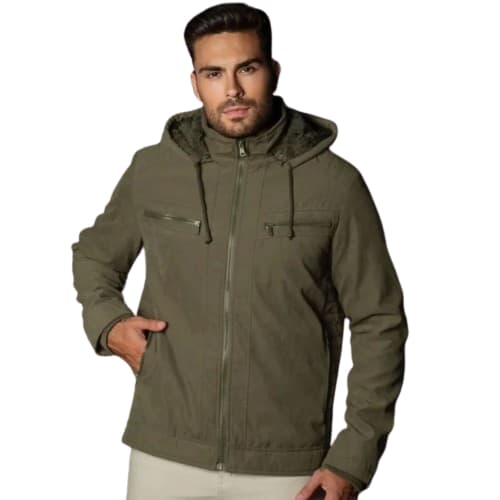 jaqueta masculina tecido sarja de alta qualidade com capus removível