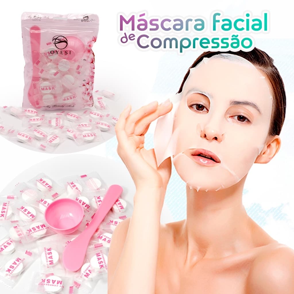 kit Mascara Facial Descartavel Compactada Desidratada 20un Com Pote Mandala