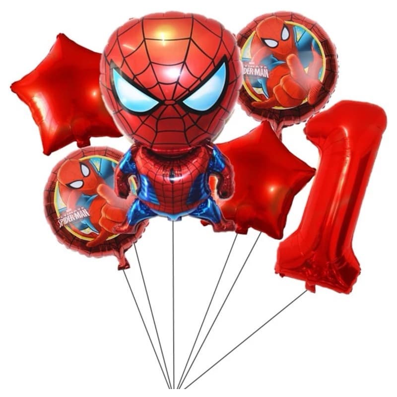 Kit C/6 Balões Metalizado Homem Aranha /Estrela/Redondo