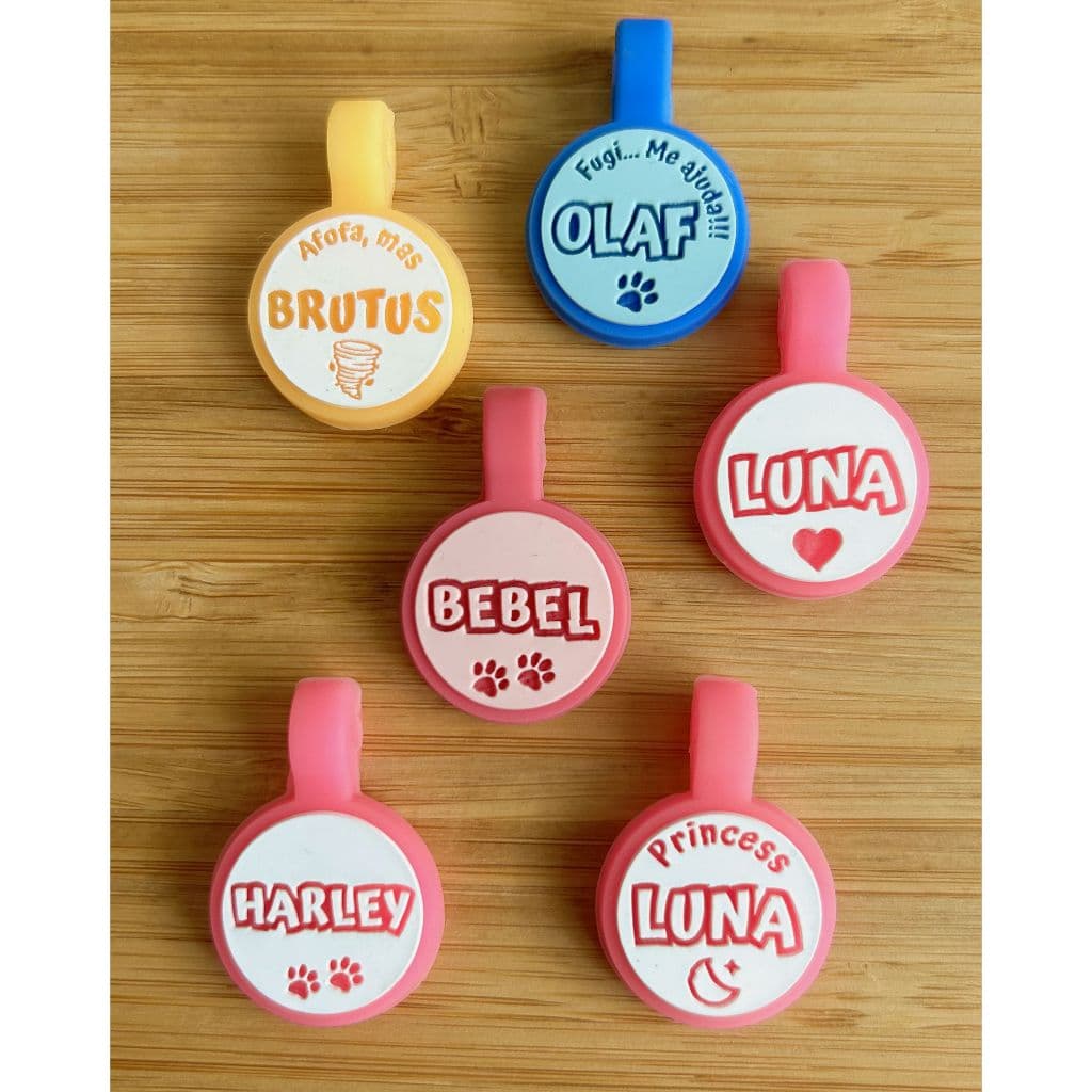 Plaquinha de Identificação Pet Personalizada - Gravação Especial - Tag Silicone Círculo MINI