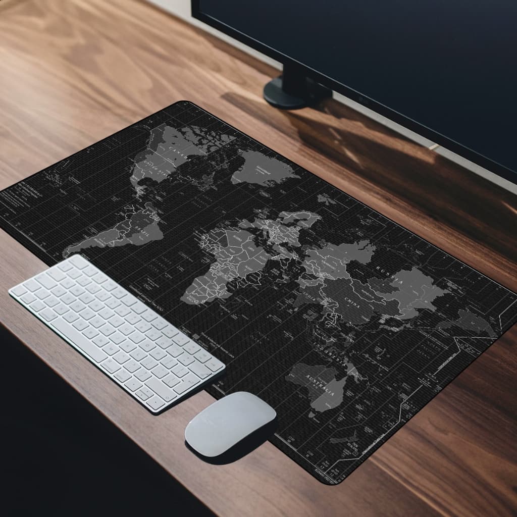 Mouse Pad Gamer 65x32 / 70x35 / 90x40 / 90x55cm Tema Mapa-Mundi