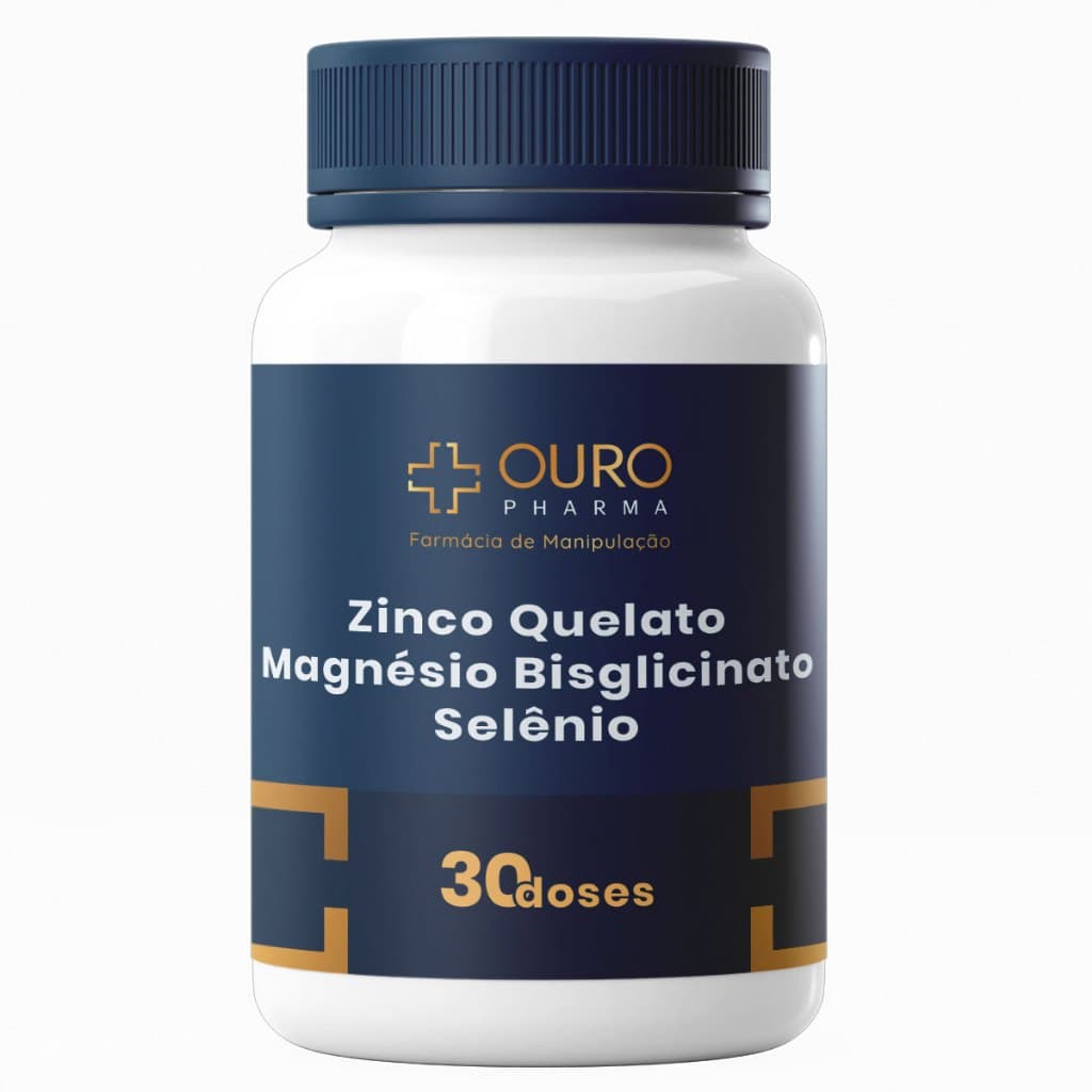 Zinco QUELATO 30mg + Magnésio Bisglicinato 200mg + Selênio QUELATO 100mcg 30 doses