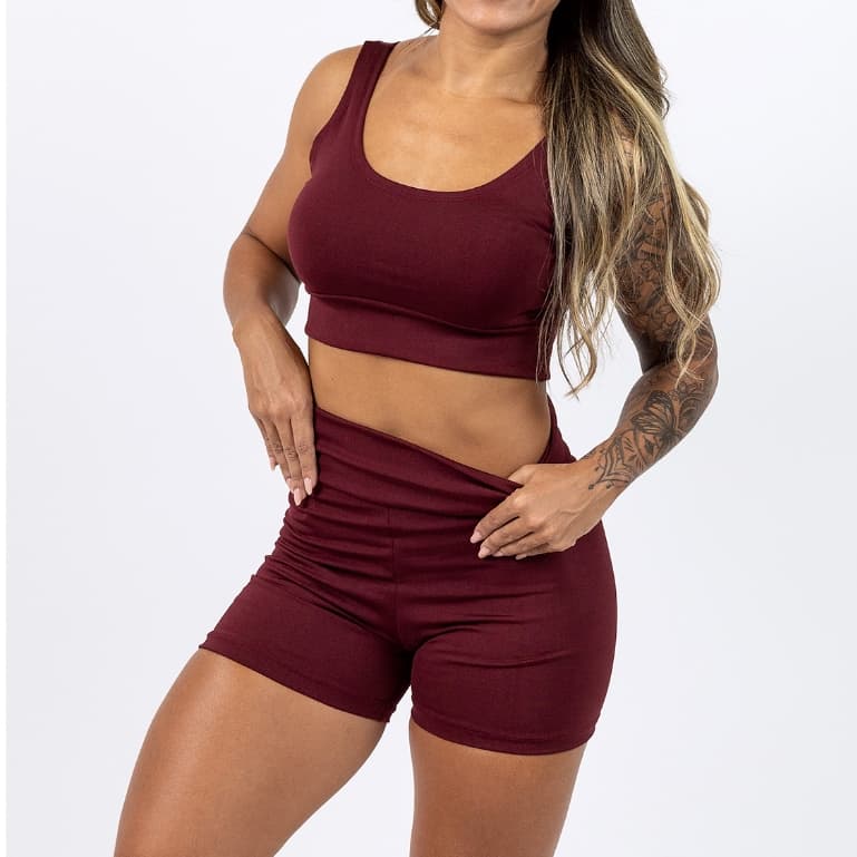 Conjunto Academia Feminino  Short e Top Fitness Cintura Alta Suplex básico em diversas cores