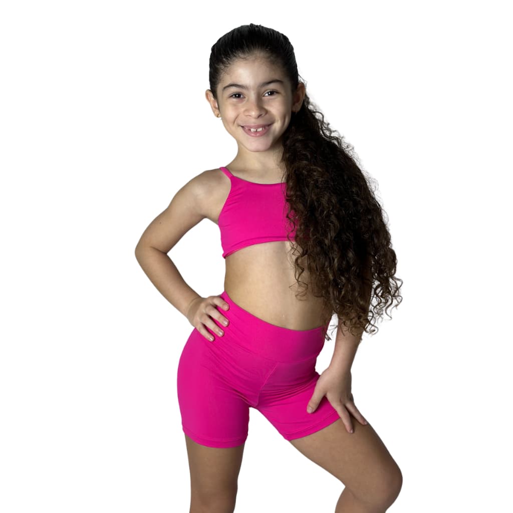 Conjunto Infantil Fitness Feminino Top E Short De Poliamida