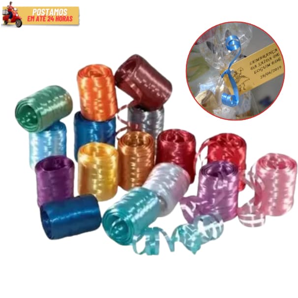 Rolo de Fitilho 50 metros 5mm Para Arco Fita Tira Balões Arranjos Enfeites Varias Cores