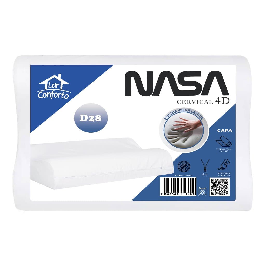 Travesseiro Nasa Cervical Ortopédico C/ Capa Zíper 200 Fios Altura 14cm - Lar Conforto