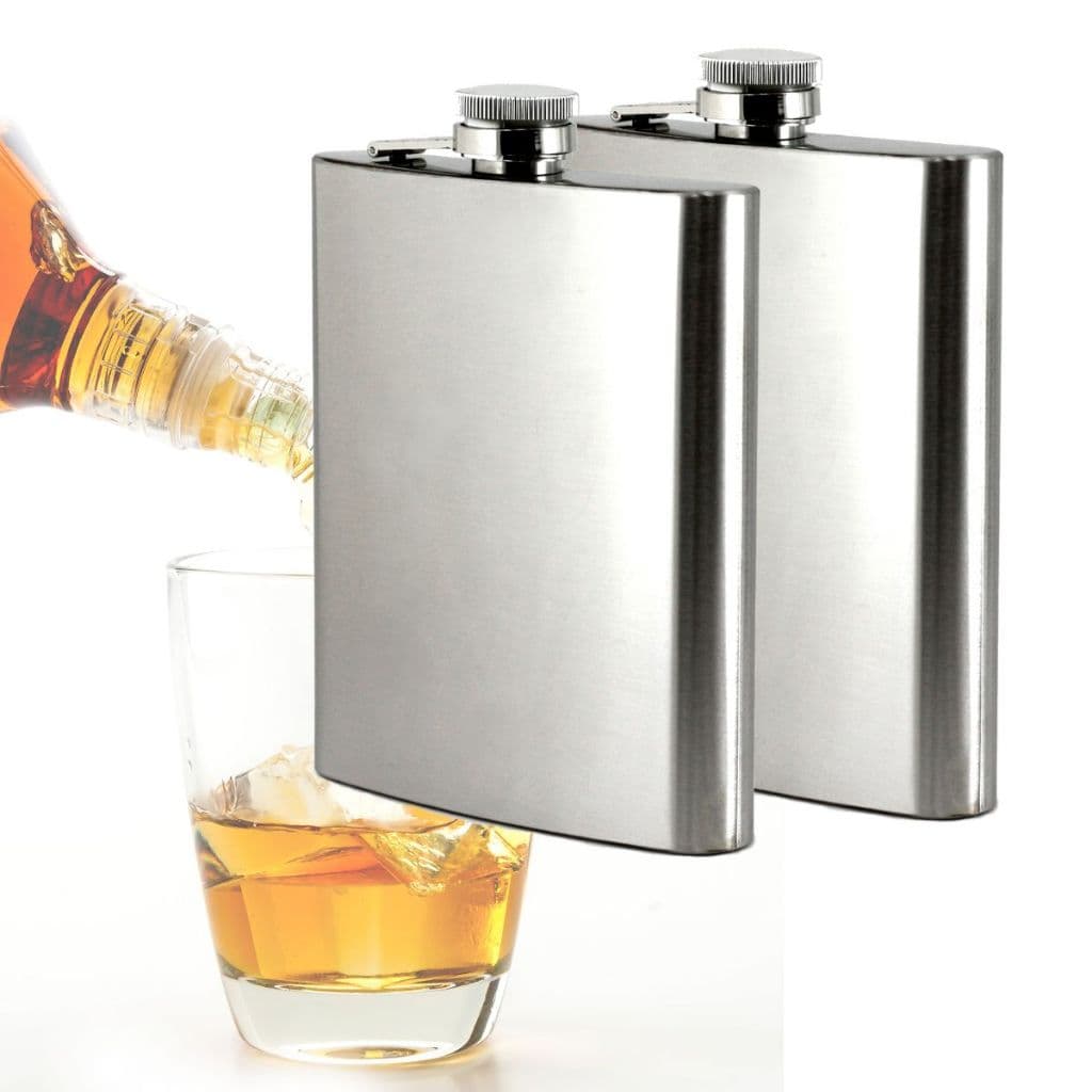 KIT Cantil de Bolso 230 ml Porta Bebida em Aço Inox Whiskeira Rum Vodka