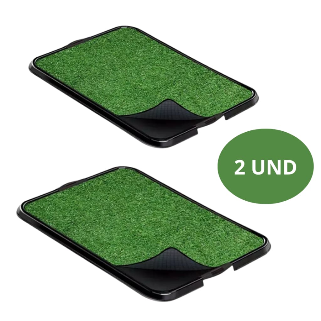 Kit 2 Sanitário Canino Pet Cachorro Com Grama Sintetica Tapete Higiênico