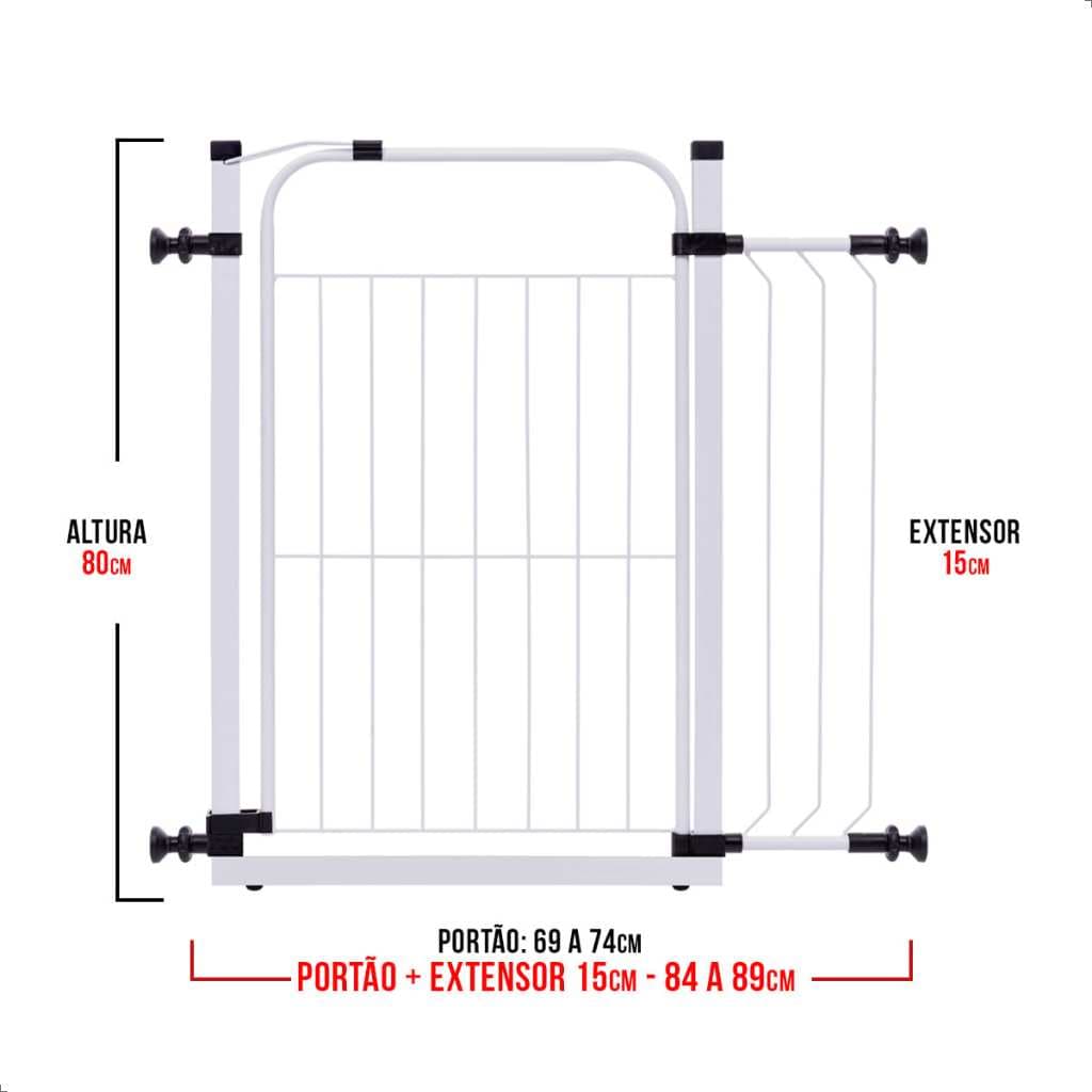 Portão PET Proteção 84 à 89cm - NÃO PRECISA FURAR PAREDE