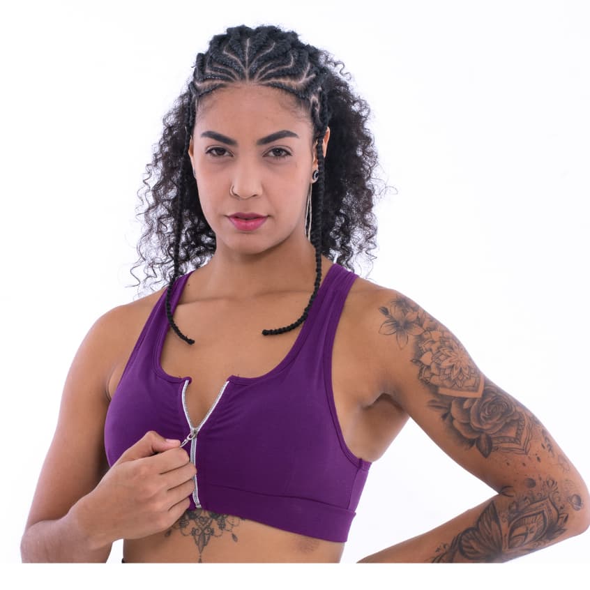 Tops  Fitness  Com Zíper E Bojo Removível  Feminino barato