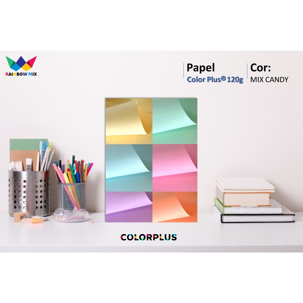 Papel Color Plus 120g - Candy (cores pastéis) A4 - 30 folhas
