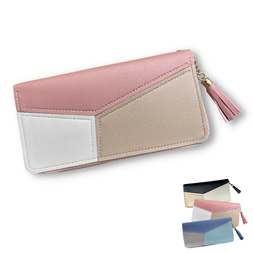 Carteira Feminina Grande De Couro Sintético Porta Cartão Cor