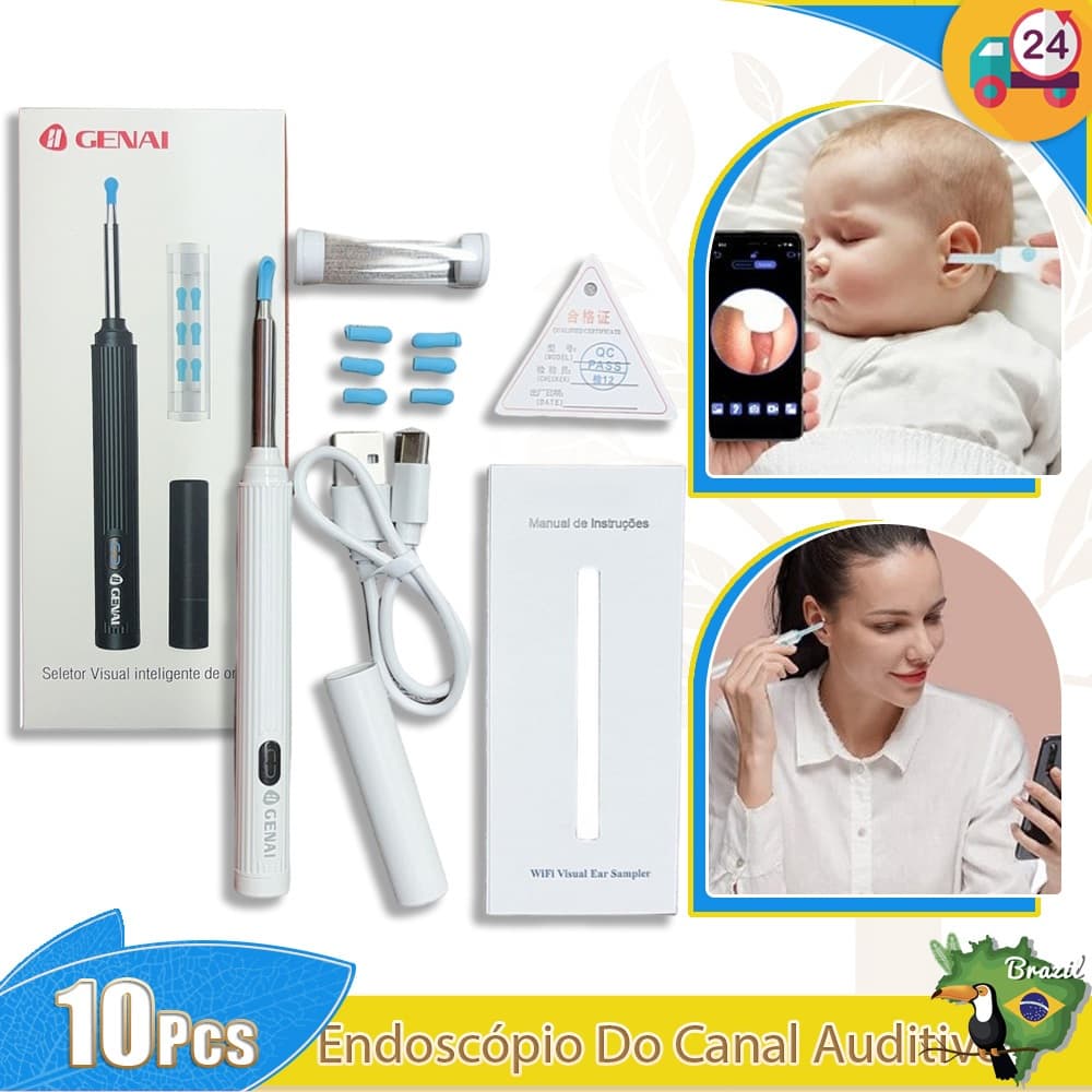 Removedor Cera Camera Otoscopio Hd Endoscopica Recarregavel