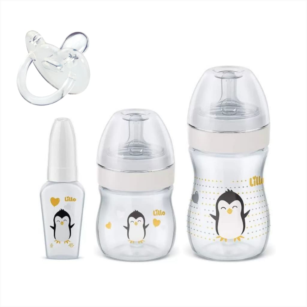 Kit 3 Mamadeiras Lillo Evolution Bico Reto com Chuquinha e Chupeta Kuka 0-6 meses 100% Silicone