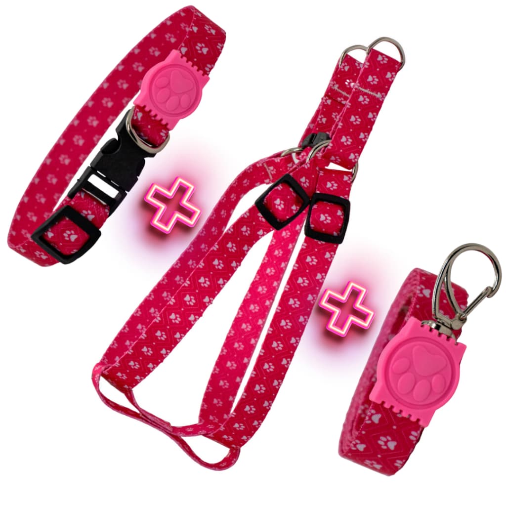 Coleira Peitoral para Cachorro e Gato Ajustável Kit Peitoral + Coleira + Guia