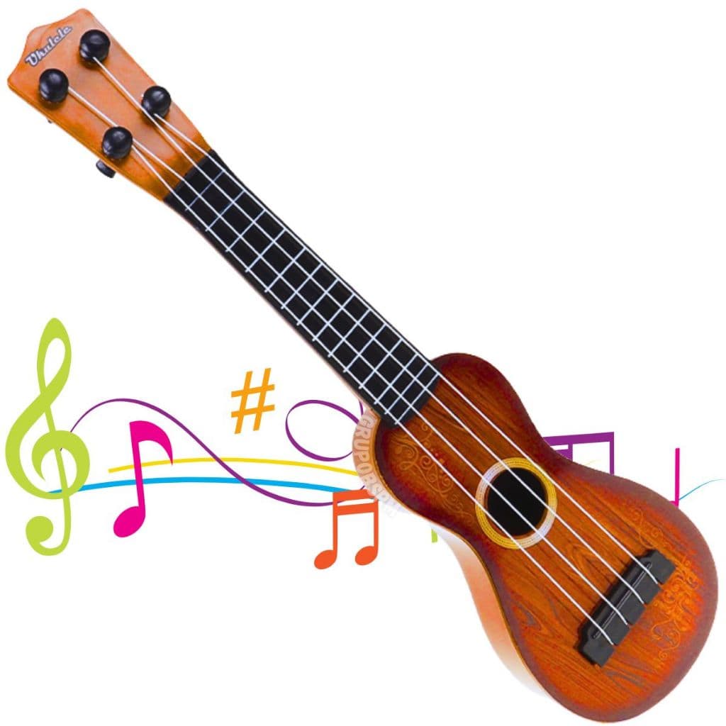 Brinquedo Violão acústico mini cavaquinho ukulele infantil criança 3 anos cordas de nylon ajustaveis