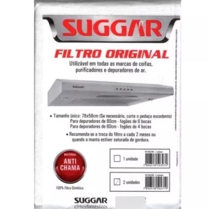 Filtro/Manta para Coifa/Depurador suggar - 2un - Original