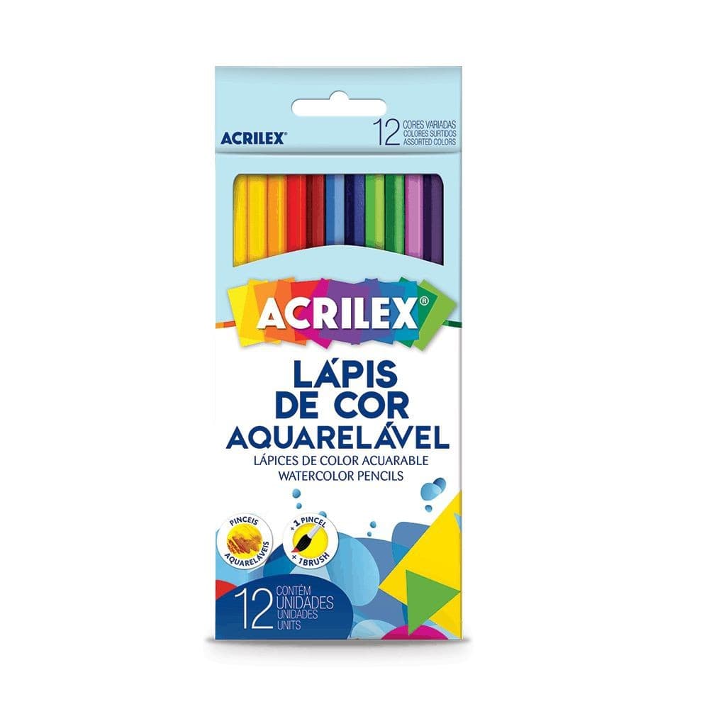 Lápis de Cor Aquarelável Com 12 ou 24 Cores Acrilex
