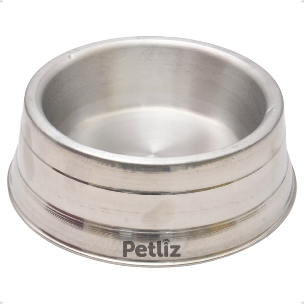 Comedouro Pesado Polido de Alumínio Para Cachorro Pote De Ração Antiderrapante Resistente